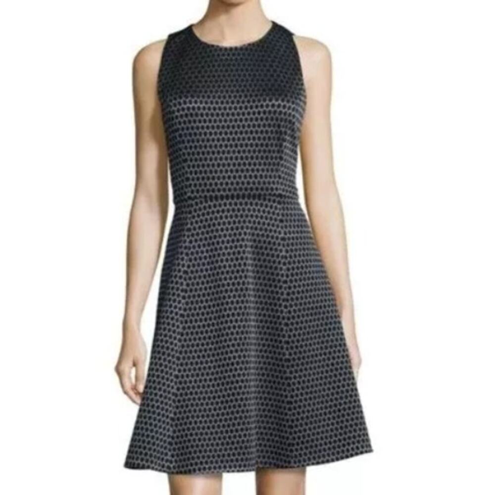Theory Womens Trekana Compas Knit Fit Flare Sz 6 Polka Dot Career Cocktail Event